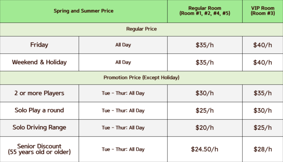 price table
